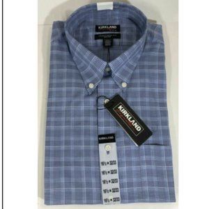 NEW W TAGS - Kirkland Signature Men’s Traditional Fit Dress Shirt  Blue plaid